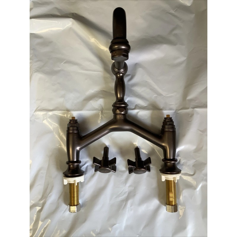 Faucet Bathroom Bridge Faucet DXV Landfair D35107254.110 Cross Handle Carbon