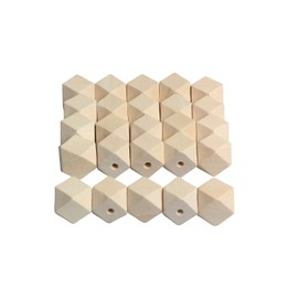 20mm Wooden Beads Geometric Shape, Smooth Loose Beads Unfinished Spacer Beading Supplies for Jewelry Making/Craft, 50pcs (3mm Hole)