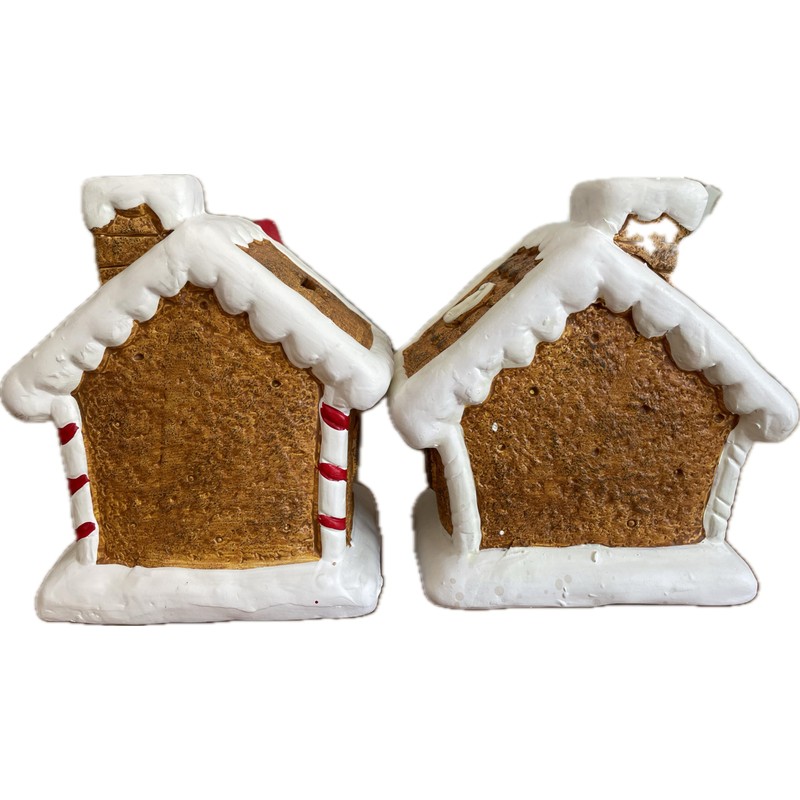 khevga Christmas Decoration Gingerbread House Terracotta LED Timer Set of
