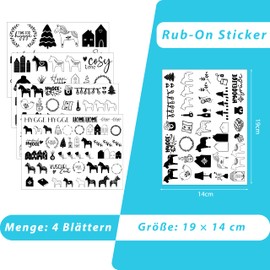 FloraVigo Rub On Sticker, Approx. A5 19 x 14 cm, Sayings, Wipeable Film for Birthday, Keraflott, Wedding, Home, Furniture, Glass, Wood, Photo Album, DIY, Sticker Aesthetics (4 Pieces) (Hygge)