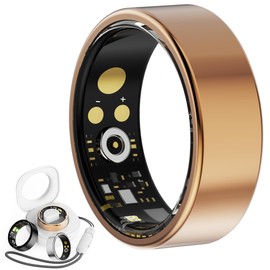 ailyfu Smart Ring for Women Men, Fitness Tracker Ring with Sleep and Heart Rat Monitor, Health Ring with Steps, Distance & Calorie Count, IP68 Waterproof (Gold, 9#)
