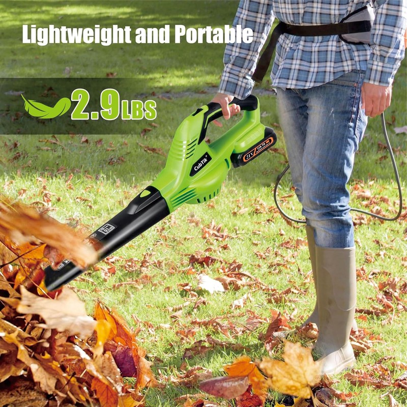 Leaf Blower Cordless with 2x2.0AH Batteries and Charger 21V Electric