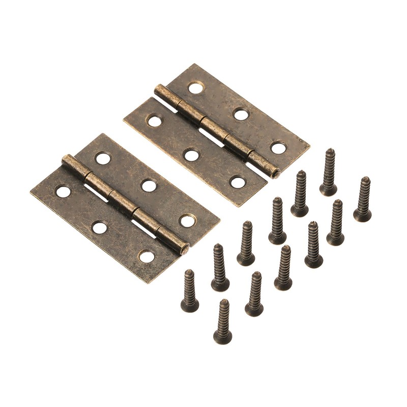 Dophee 2Pcs 2.56"x1.57" Retro Style Antique Bronz Iron Decorative Hinges