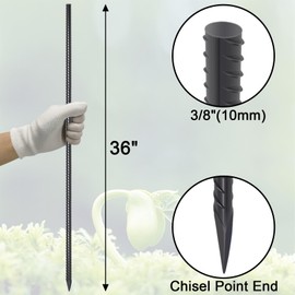 VVOKGO Rebar Stakes 36 Inch 16-Pack Concrete Form Stakes Heavy Duty Straight Ground Anchors, 3/8" Diameter Metal Steel Spikes with Chisel Point End for Plant Support, Garden Border,Landscape Edging