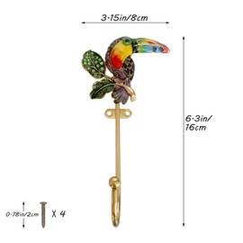 Pasiir 2 Pack Decorative Wall Hooks, Vintage Bird Shaped Metal Wall Hook for Hanging Coats Clothes Keys Hats Towels