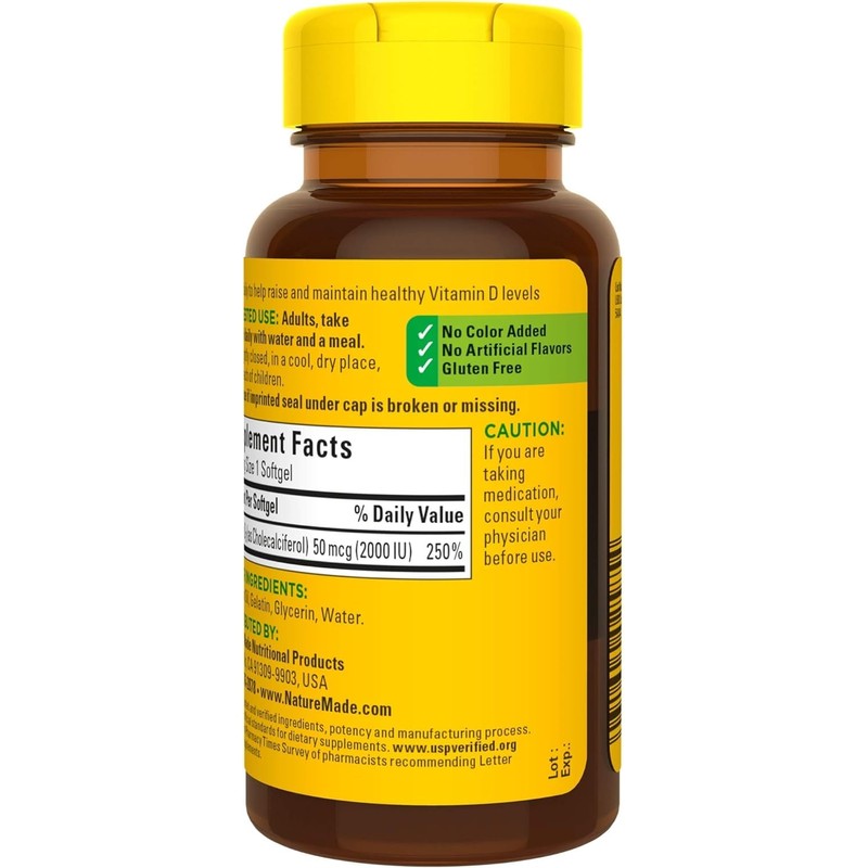 Nature Made Vitamin D3 2000 IU Liquid Softgels 90 ea