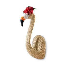 GABROC Exquisite Gold Wall Decor - Large Resin Flamingo Bird Head Sculpture for Hanging, Vintage Art Deco Wall Art Perfect as Animal Head Wall Decor
