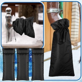 Zonon 3 Pcs Outdoor Faucet Cover Rv Park Water Hydrant Insulated Extended Hose Bib Covers Insulated Sprinkler Freeze Protector Outdoor Winter Pipe Cover Spigot Cover for Wall Taps(Black,35" X 15")