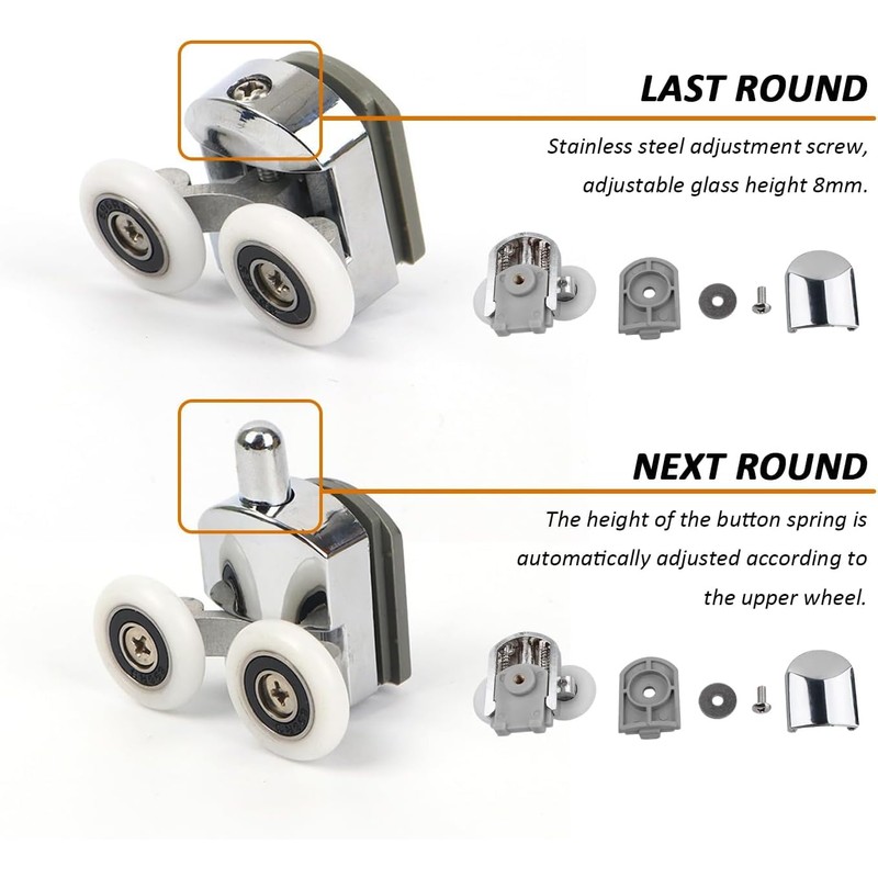 Replacement Shower Door Fixing Wheels 25mm in Chrome - 4x