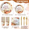 LFSTGN 350 PCS Thanksgiving Plates and Napkins Sets Includes Dinner
