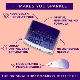 UNICORN SNOT Unicorn Snot Face & Body Glitter - Cosmetic-Grade Holographic Glitter Gel - Makeup for Festivals, Raves, Anime Cosplay - Safe for Face, Easy Application & Removal, 1.7oz Purple (Ultraviolet)