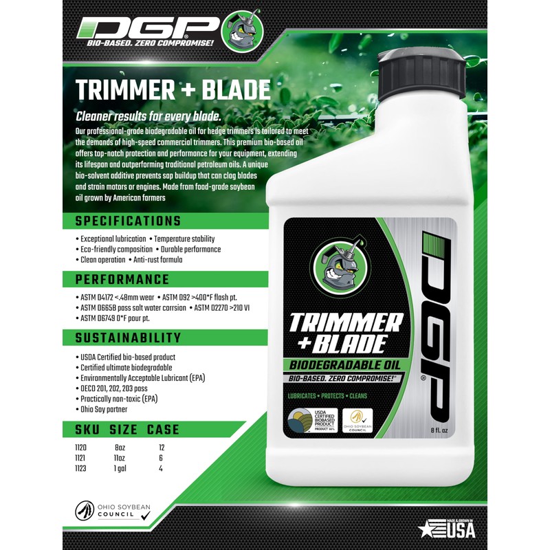 DGP Hedge Trimmer Oil – Biodegradable, High-Speed Commercial Blade Lubricant