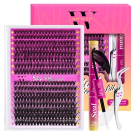 Lash Extension Kit 320PCS Eyelash Clusters 30D 40D DIY Eyelash Extension Individual Lashes Natural Lash Clusters Kit with Lash Bond and Seal, Tweezers(D-Mix9-16mm)