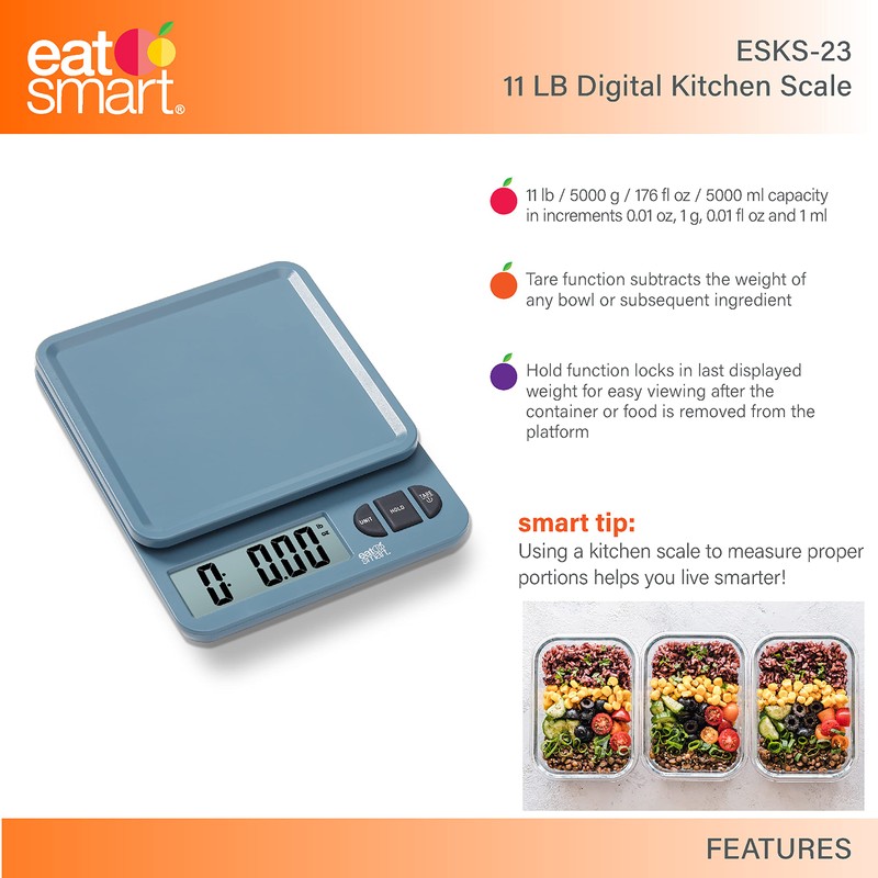Eat Smart Eat Smart 11lb Food Kitchen Plastic Blue Scale