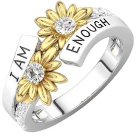 Jude Jewelers Stainless Steel Inspirational Encouragment I am Enough Mantra Wedding Engagement Statement Anniversary Ring (Gold, 12)