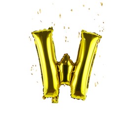 Gold Letter “W” Balloons 16 Inch, Mylar Foil Letter Alphabet, Hanging, Reusable for girls boys adults Birthday,Surprise,Wedding, Celebration, Sports Party Event Decoration Supplies
