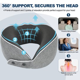 Chumix Dreamjoy Pro2.0 Travel Pillow, Aeroplane, Neck Pillow, Aeroplane Pillow, Neck Pillow, Ideal for Travel by Plane, Car, Train (Smoke Grey)