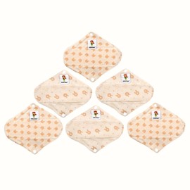 Kawaii Women Basics Unscented Soft Cotton Breathable Reusable Feminine Sanitary Napkins (6-Pack Heavy Pads)