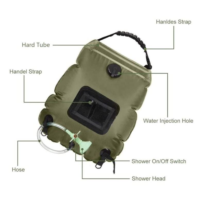 Portable Camping Solar Shower Bag, Foldable Outdoor Solar Heating Bag