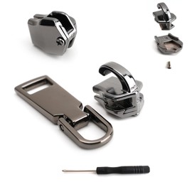 Zipper Repair Kit for Jackets, Luggage, Bags, Backpack, No Sewing Required Detachable Zip Heads Zipper Pull Replacement (Black, #5)