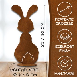 Rostikal Easter Bunny Set of 2 - Handmade Rust Metal Easter Decoration 25 cm and 30 cm - Spring Decoration for Living Room, Garden and Patio
