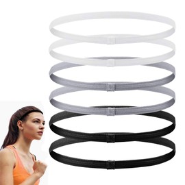 Gekamoyue Pack of 6 Hair Bands Boys Sport, 3 Colours Elastic Football Hair Band, Non-Slip Headbands for Women, for Sports, Football, Yoga, Suitable for Men and Women