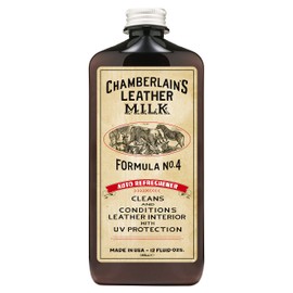 Leather Milk Auto Leather Conditioner and Cleaner with UV Protection - Auto Refreshener No. 4 - All Natural, Non-Toxic Auto Leather Interior Care. Made in USA. 2 Sizes. Applicator Pad Included.