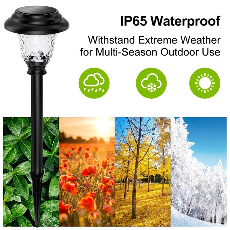 Glass Solar Lights Outdoor, 8 Pack Super Bright Solar Pathway