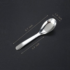 OULIGET Asian Soup Spoons Chinese Soup Spoons Stainless Steel Spoons, Thick Heavy Stainless Steel Soup Spoons Table Spoons Dinner Spoons Flat Square Spoon,Set of 4. (Flat bottom spoon)