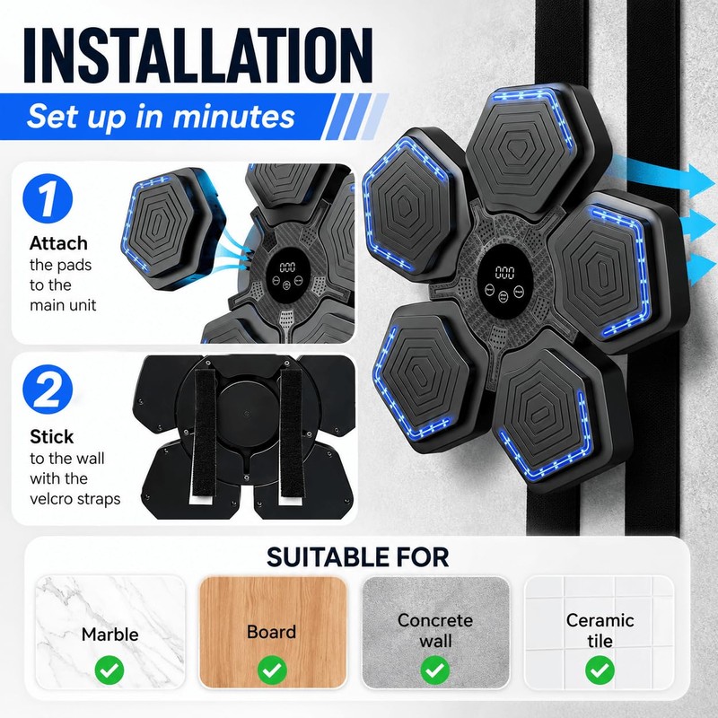 RGYAN Smart Music Boxing Machine with 15 Speeds - Smart