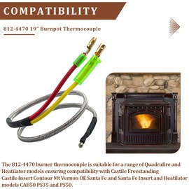 BKIFU 812-4470 thermocouple 14" Replacement for quadrafire thermocouple 812-4470 Castile, Contour, Mt Vernon OE, Santa Fe,Heatilator CAB50, PS35, PS50 Parts