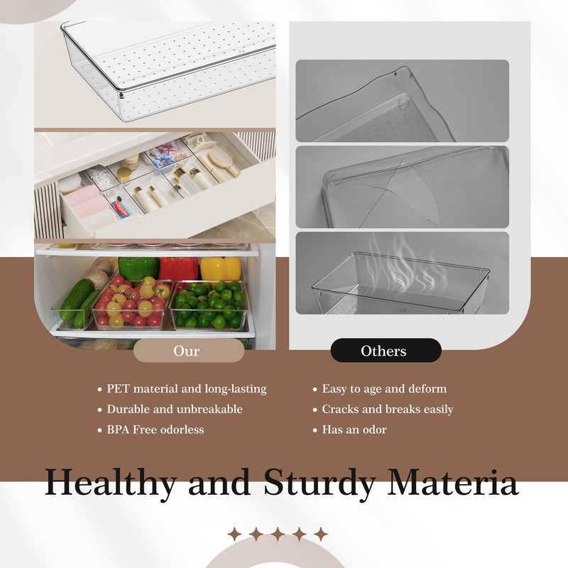 Criusia Clear Drawer Organizer 7 PCS - 5 Large Size