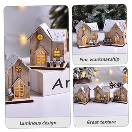GRIRIW 2pcs House Ornaments Led Wooden Christmas Decor for Home and Shop Decoration Creates Warm Atmosphere for Festivities and Parties Photo Prop for Holiday Celebrations