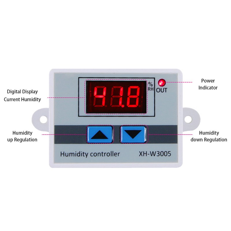 XH-W3005 Digital Humidistat Humidity Controller Regulator Hygrometer Indoor Outdoor Humidometer