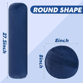 MABOZOO Round Yoga Pillow, Cylindrical Yoga Bolster Pillow with Washable Cover, Meditation Cushion Body Pillow for Yoga Practice, Restorative Yoga, Meditation (Blue)