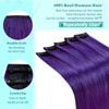 RUNATURE Clip-In Real Hair Extensions, Purple, 35 cm, Remy Clip-In