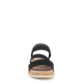 Dr. Scholl's Womens Isle Fun Flat Sandal Black Smooth 6 M