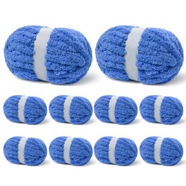 10 Pack Blue Jumbo Thick Yarn, Chenille Yarn for Crocheting, Chunky Yarn for Hand Knitting, Soft Plush Yarns, 240yds/70.5oz Super Bulky Blanket Crochet Yarns