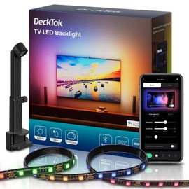 DeckTok TV LED Backlight 20ft - LED Lights for TV for 55-85'' RGB Strip Lights Cuttable with Smart App Control Game & Music Sync Color Changing Light for Home Decor