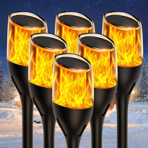 WdtPro Solar Outdoor Lights, 8 Pack Taller Solar Torch Lights with Flickering Flame, Waterproof Solar Garden Pathway Lights, Flame Torches for Outside Patio Path Yard Decorations