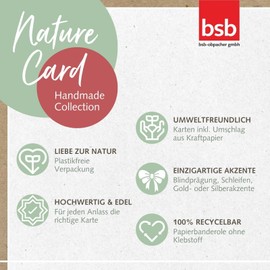 bsb bsb - Karte zum Geburtstag - Nature Card - Nachhaltige Karten zum Geburtstag - Geburtstagskarten mit Umschlag - Geburtstagskarte Frauen & Männer - Glückwunschkarte 15,5 x 15,5 cm