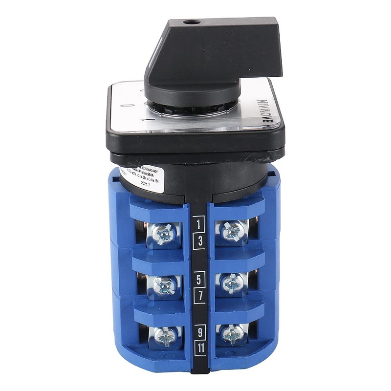 Baomain Rotary Changeover Switch,63A 3-Position,12-Terminal Cam Selector with 1-0-2 Circuit