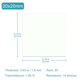 stonylab FTO Coated Conductive Glass, Resistance 14 ohm/sq, 0.8 inch x 0.8 inch x 0.06 inch, Pack of 25