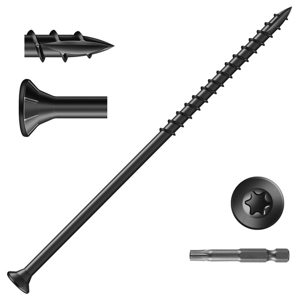 Wavanta 50Pcs Decking Screws, 4.8 x 125mm Black Wood Screws,