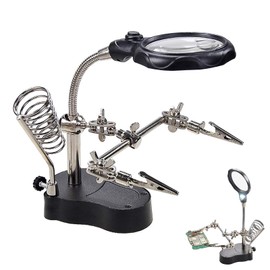 3.5X12X Helping Hands Soldering Station with LED Light & Alligator Clips - Magnifier Stand for Welding PCB Repair Jewelry Craft Hobby Model Building Watch Repair
