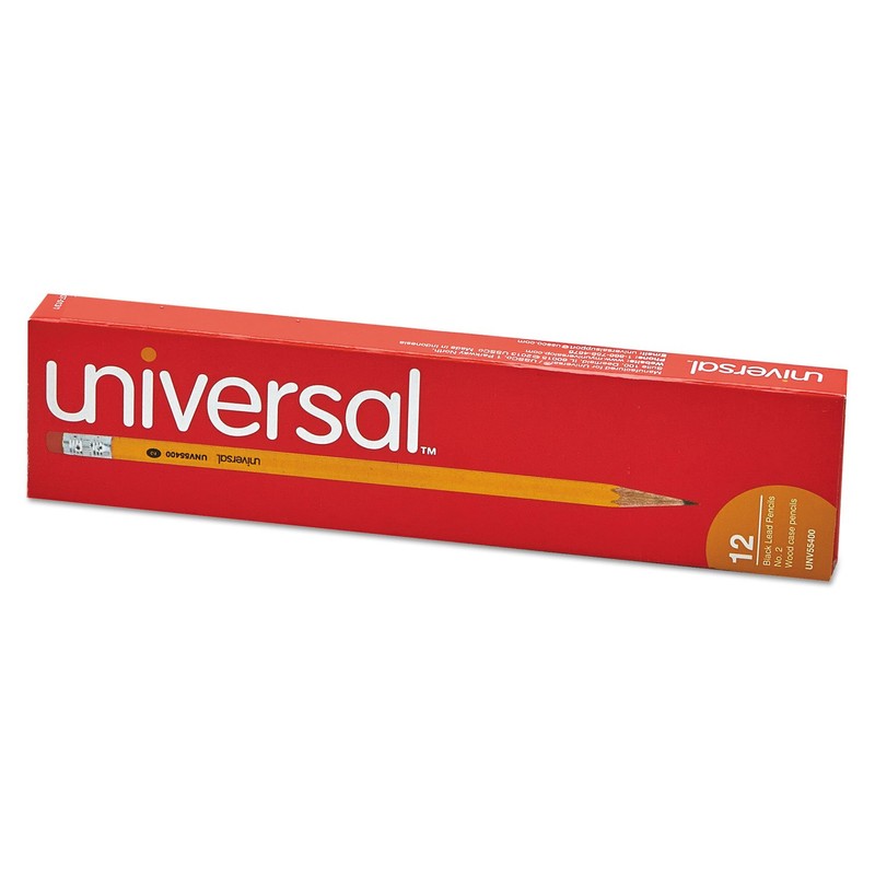 Universal UNV55400 HB #2 Woodcase Pencil - Black Lead/Yellow Barrel