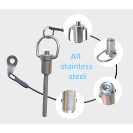 Generic Stainless Steel Ring Quick-Release pin, Grip Button Locking pin, Ball Locking pin, with Safety Rope (Dia:1/2, L:3in), sliver