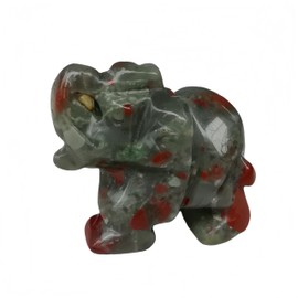 Afucats Natural Africa Bloodstone 1.5 Inches Elephant Indoor Decorative Stone,Pocket Crystals and Healing Stones Figurine Decor