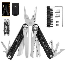 28-in-1 Multitool Pliers with Scissors, Rope Cutters,Saw, Screwdrivers,Can Opener,File,Carrying Pouch,Stainless Steel Pocket Multi-Tool Ideal for Camping Survival Toolkit and Gift for him