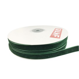 QIANF Vintage Green Velvet Ribbon, 3/8" X 25Yd